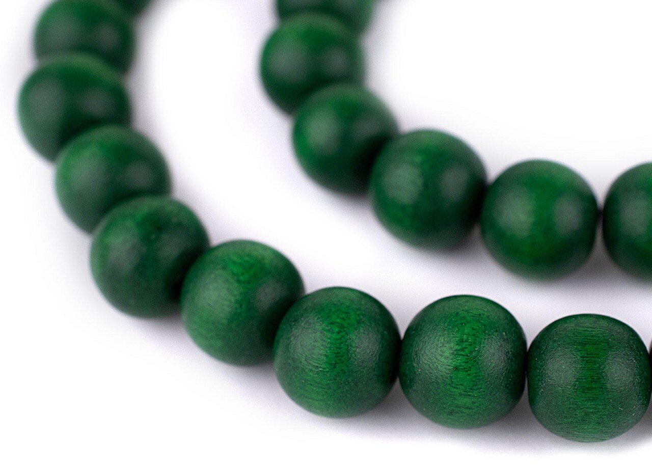 The Bead Chest Natural 14mm Wooden Beads in Green for Jewelry Making – Round Loose Wood Spacer Beads I Approximately 30 Beads